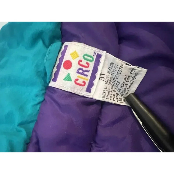 Vintage 80s 90s Circo Color block Puffer Jacket Toddler Size 3T unisex stick ppl - Picture 7 of 8